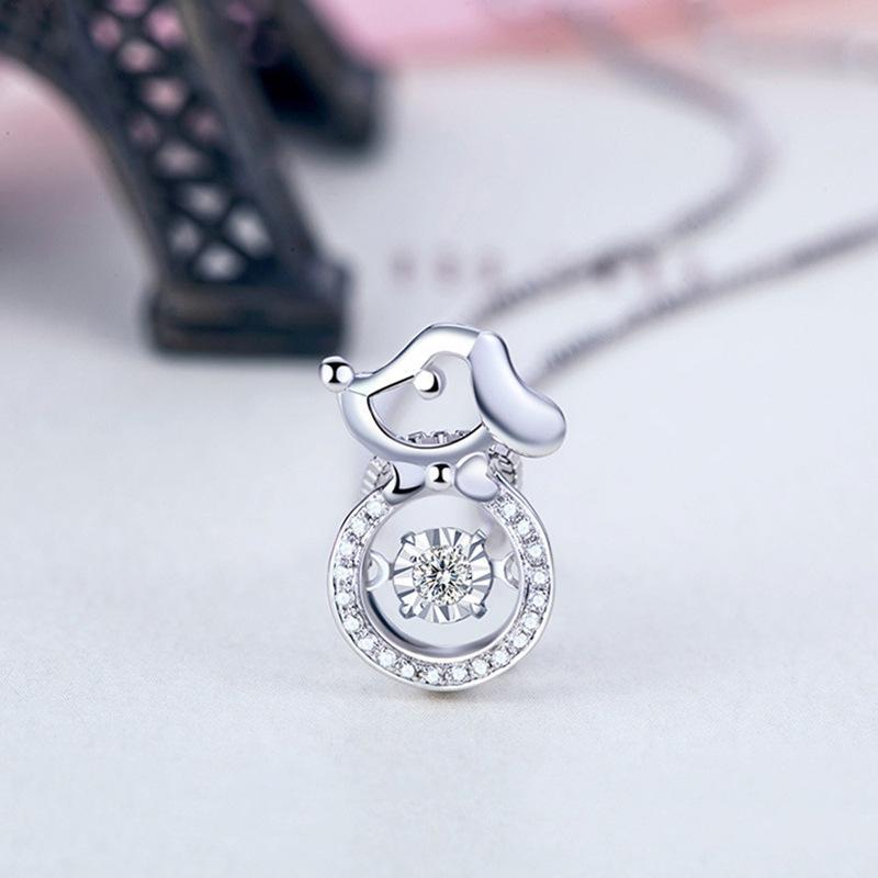s925纯银灵动生肖狗项链本命年狗年吊坠日韩简约创意个性送女友