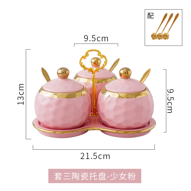 Caja de condimento de cerámica nórdico hogar condimento tarro botella sal azúcar condimento tarro cocina suministros combinación traje condimento tarro