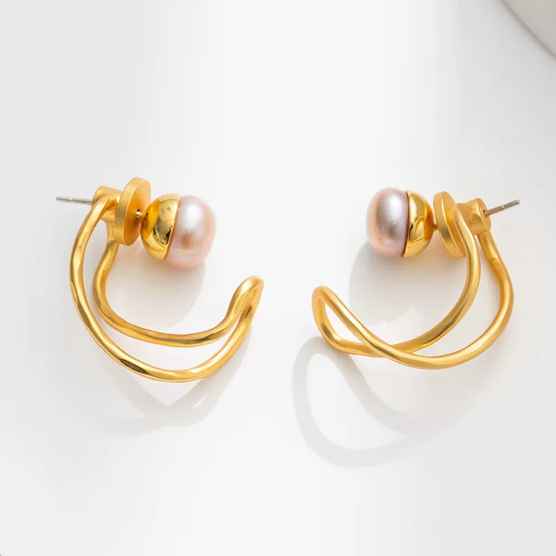 Small design geometric three dimensional detachable earrings from pearl, silver 925 sample