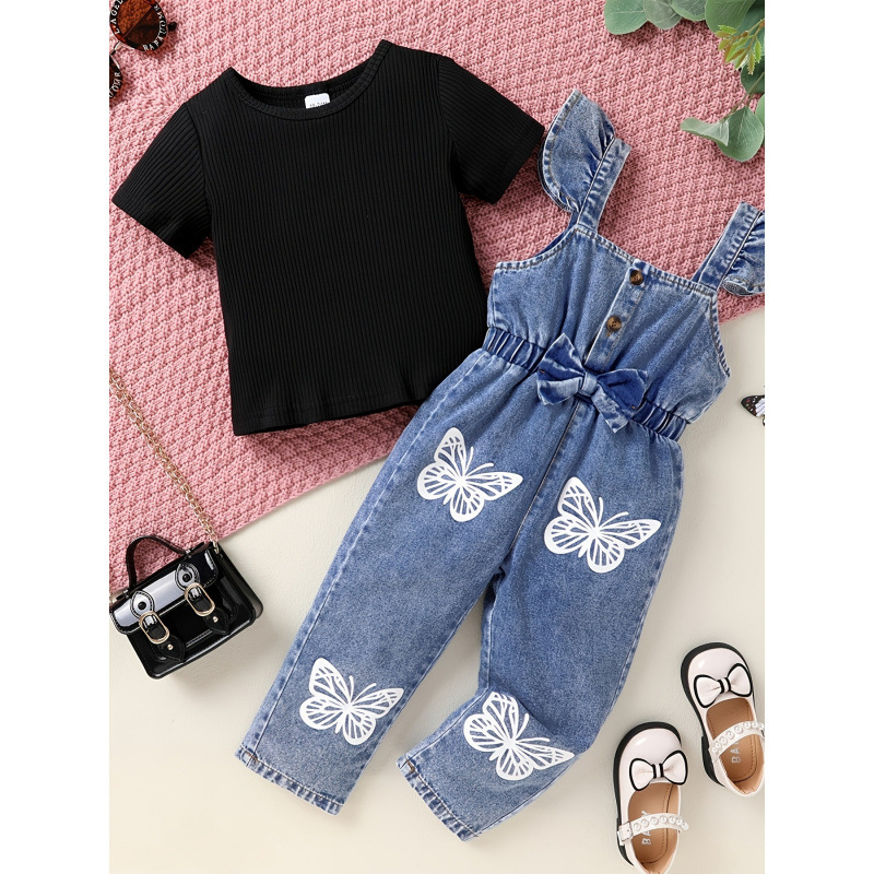 ④D4122026 Cross-Border New European and American 2-Piece Set of Elegant, Sweet and Cute Little Girls with Neat Colors