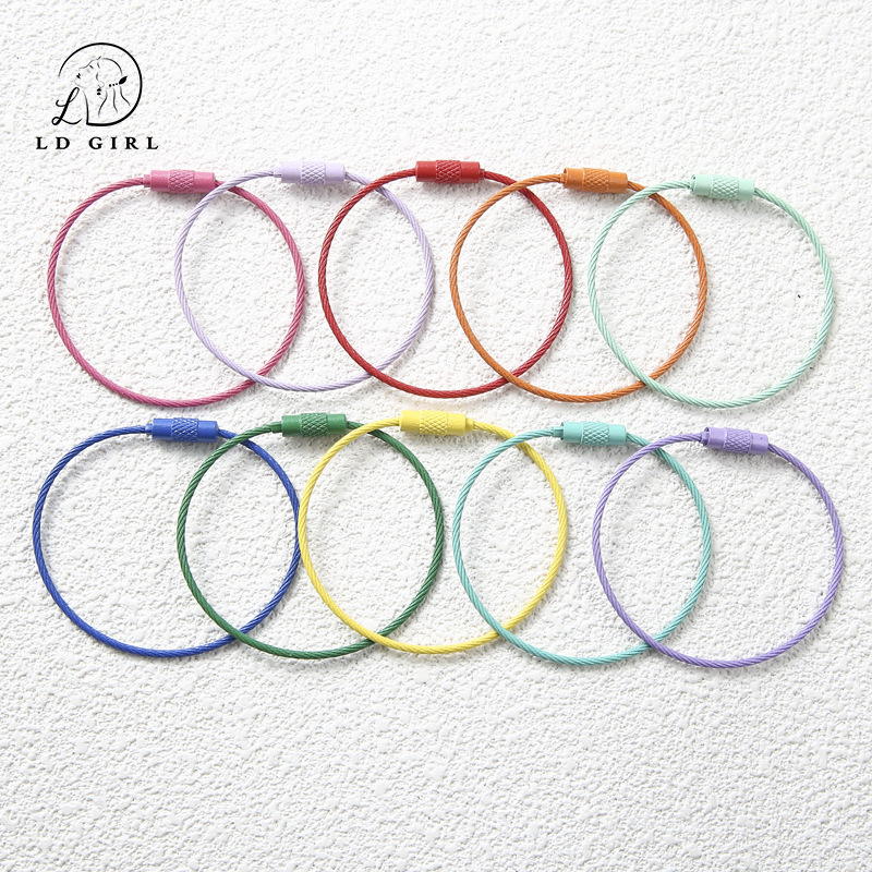 Candy Color Color Wire Rope DIY Keychain Jewelry Accessories Girls Heart Ins Key Ring Hanging Hanging Buckle Candy Color Color Wire Rope DIY Keychain Jewelry Accessories Girls Heart Ins Key Ring Hanging Hanging Buckle