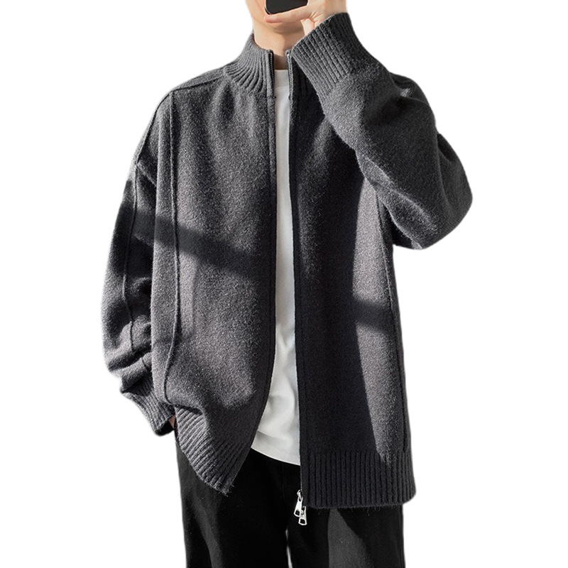 Explosiones transfronterizas de tamaño grande europeo cardigán chaqueta jersey suéter hombre de alta calidad línea textural fábrica al por mayor