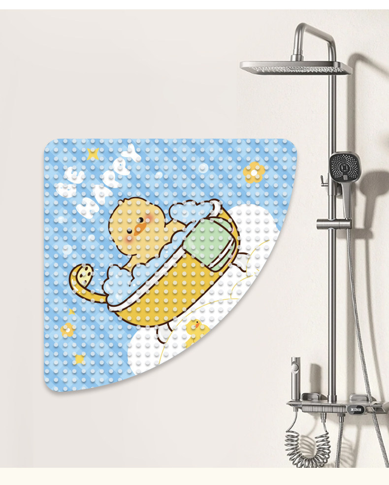 Fan-shaped cartoon bathroom non-slip floor mat for babies and children, shower room bath foot mat, bathroom toilet waterproof mat