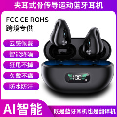 クロスボーダー爆品クリップ耳式TWSスポーツbluetoothイヤホン長い航続ノイズリダクション真 � � ワイヤレスAI翻訳bluetoothイヤホン
