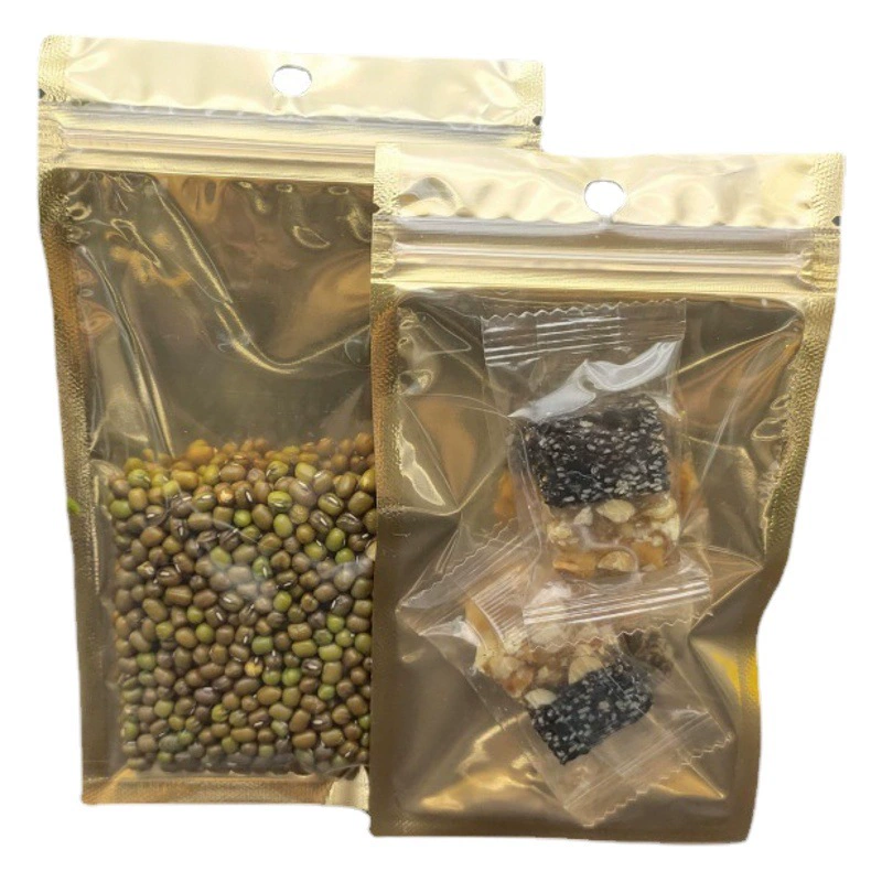 Оптовая Золотой Инь Ян Кость Полупрозрачный Ziplock Сумка Упаковка для пищевых продуктов Сумка на молнии Сухофрукты Цукаты Сумка для ювелирных изделий