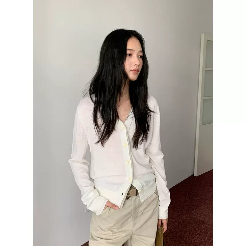 木兰 慵懒氛围感假两件针织衫2025十三行秋新款百搭亲肤开衫56350