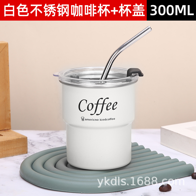 Taza de escalón de una sola capa para exteriores Taza de café de acero inoxidable 304 ins Vaso de cerveza de camping de borde rizado conveniente de alto valor