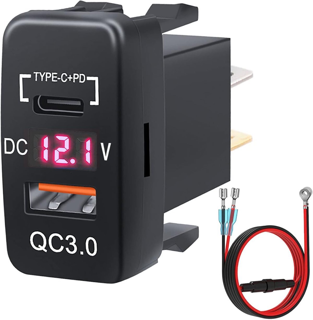 Suitable for Toyota Old Car Modified Car Mobile Phone Charger with Pd3.0+Qc3.0 Digital Display Voltmeter