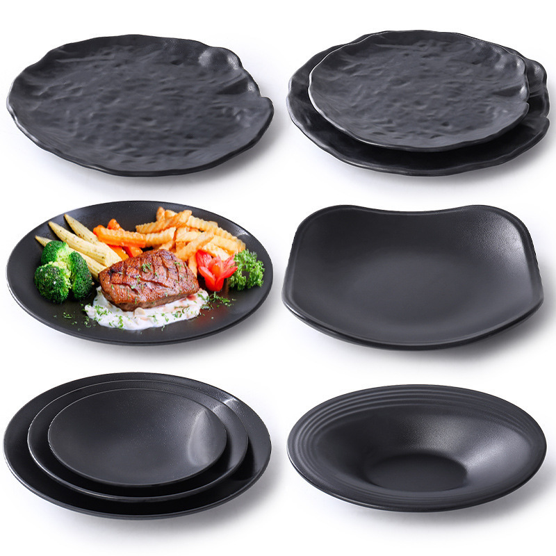 Melamine tableware, hot pot, stir-fry, cold dish plates, barbecue side dish plates, stir-fried noodles, fried rice, round plates with a matte texture Melamine tableware, hot pot, stir-fry, cold dish plates, barbecue side dish plates, stir-fried noodles, fried rice, round plates with a matte texture