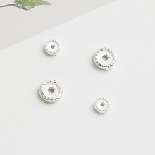 S925纯银条纹垫片隔珠手工DIY串珠手链项链圆形隔片银饰品配件