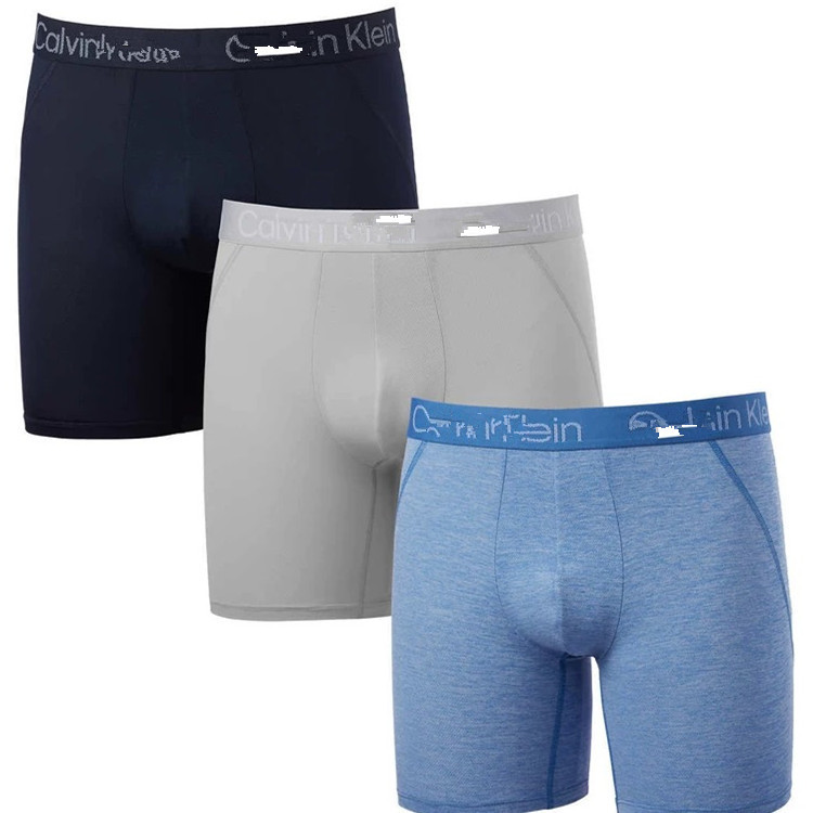 Cross-Border Export C Men's Sports Underwear 60 Count Combed Cotton Breathable Sweat-Absorbent Underwear Blue Box Long Boxer Briefs