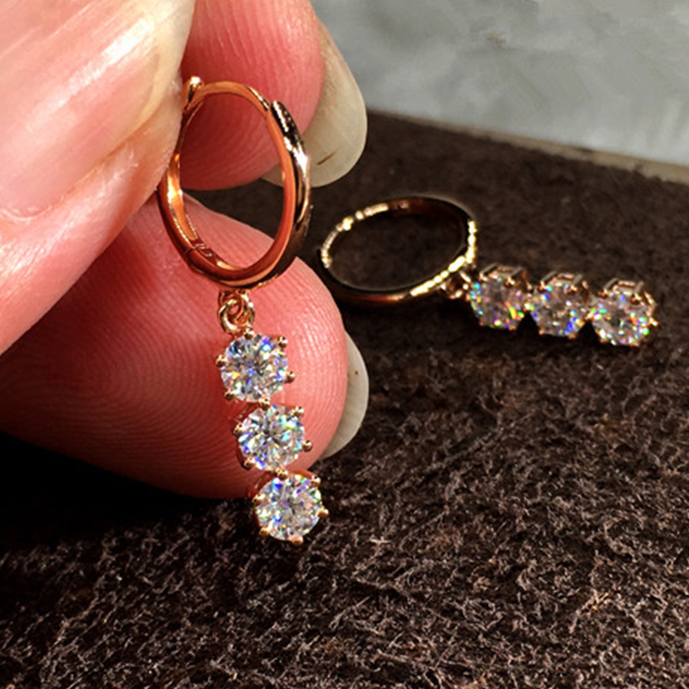 Cao Shi's Geometric Round Earrings Short Style One Row Diamond Tassel Earrings Temperament Commuter Earrings Female_voghion.com