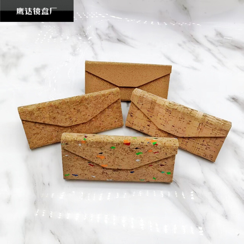 Wood Chip Leather Glasses Case Sunglasses Triangle Foldableing Glasses Case Wallet Glasses Case