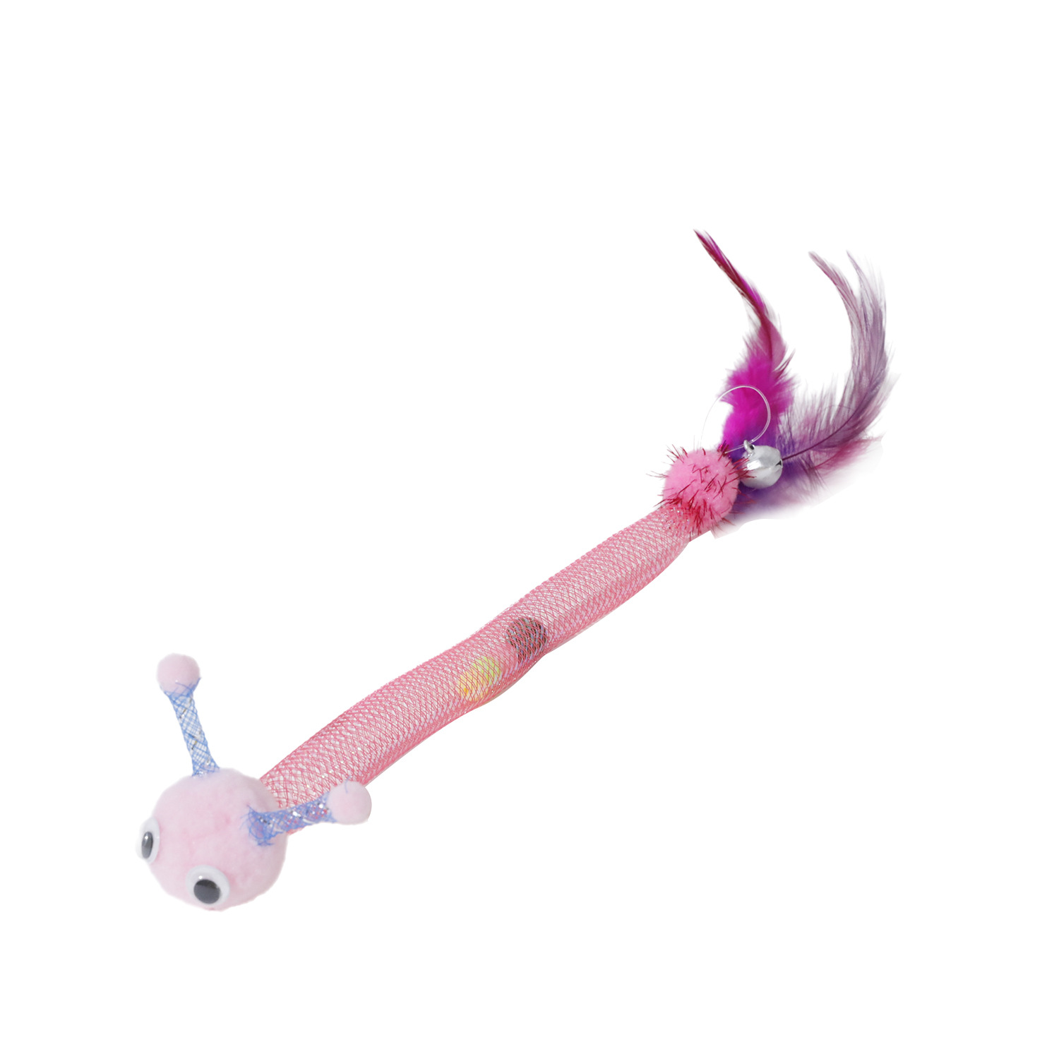 Bolsa de gusano de red elástico, palo de gato divertido, menta gatera, juguete de plumas, juguete de gato, artefacto resistente a las mordeduras