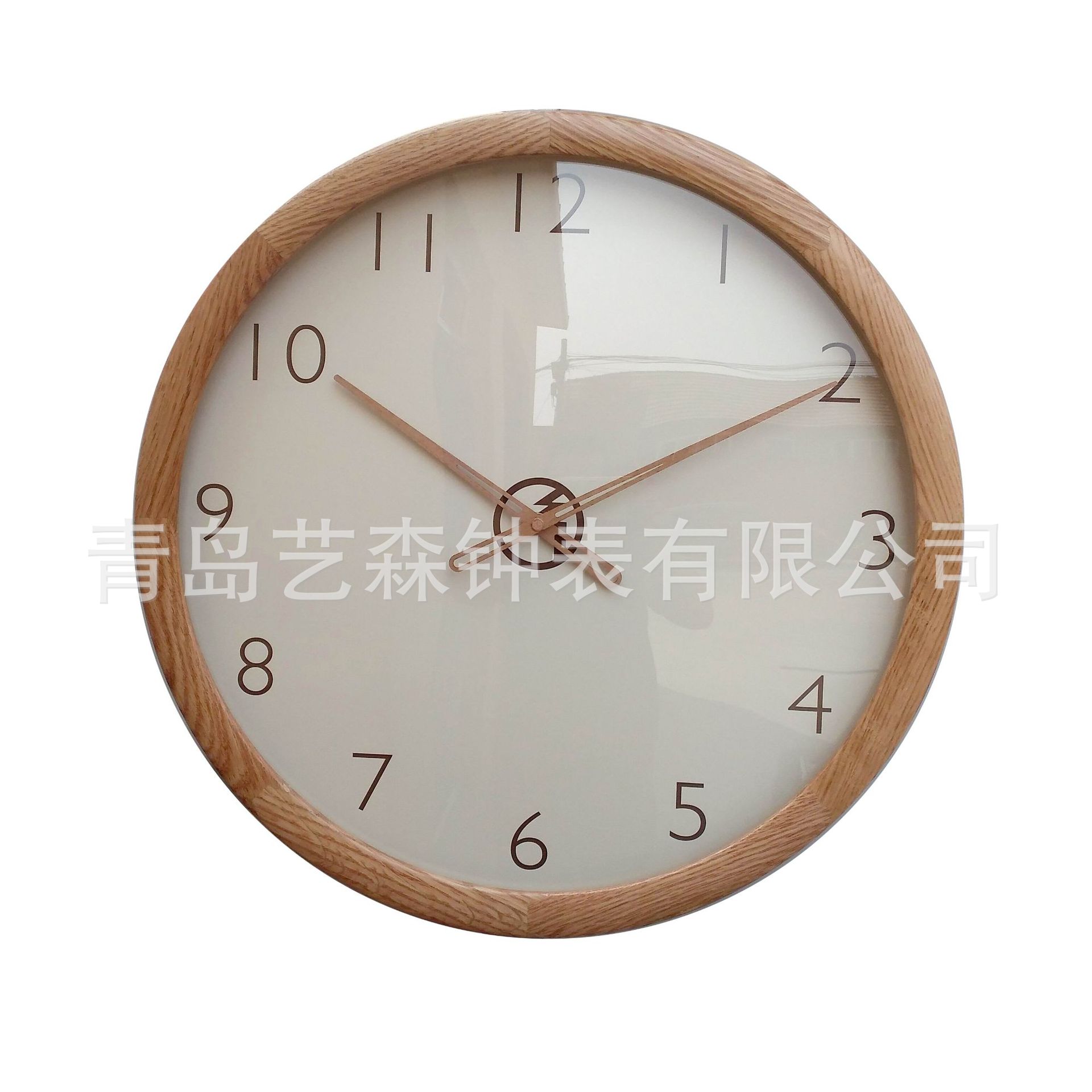 艺森(1180)45CM实木外壳挂钟欧式挂钟创意电子挂钟美式壁钟