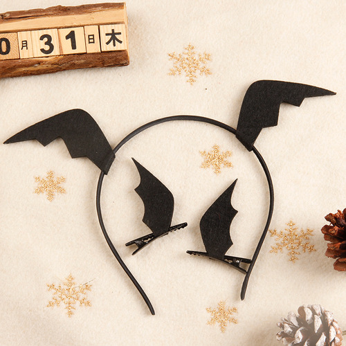 Cross-border hot sale new Halloween felt cloth headband bat wings witch hat spider web harpoon hair accessories wholesale