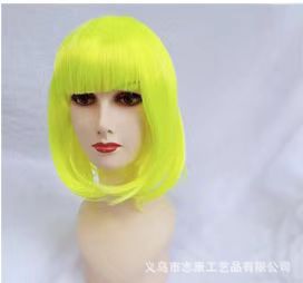 Suministro transfronterizo Carnaval Qi Bangs estudiante Festival de Pelo colorido BoBo cabeza Halloween estudiante corto Peluca de pelo tocado image 15