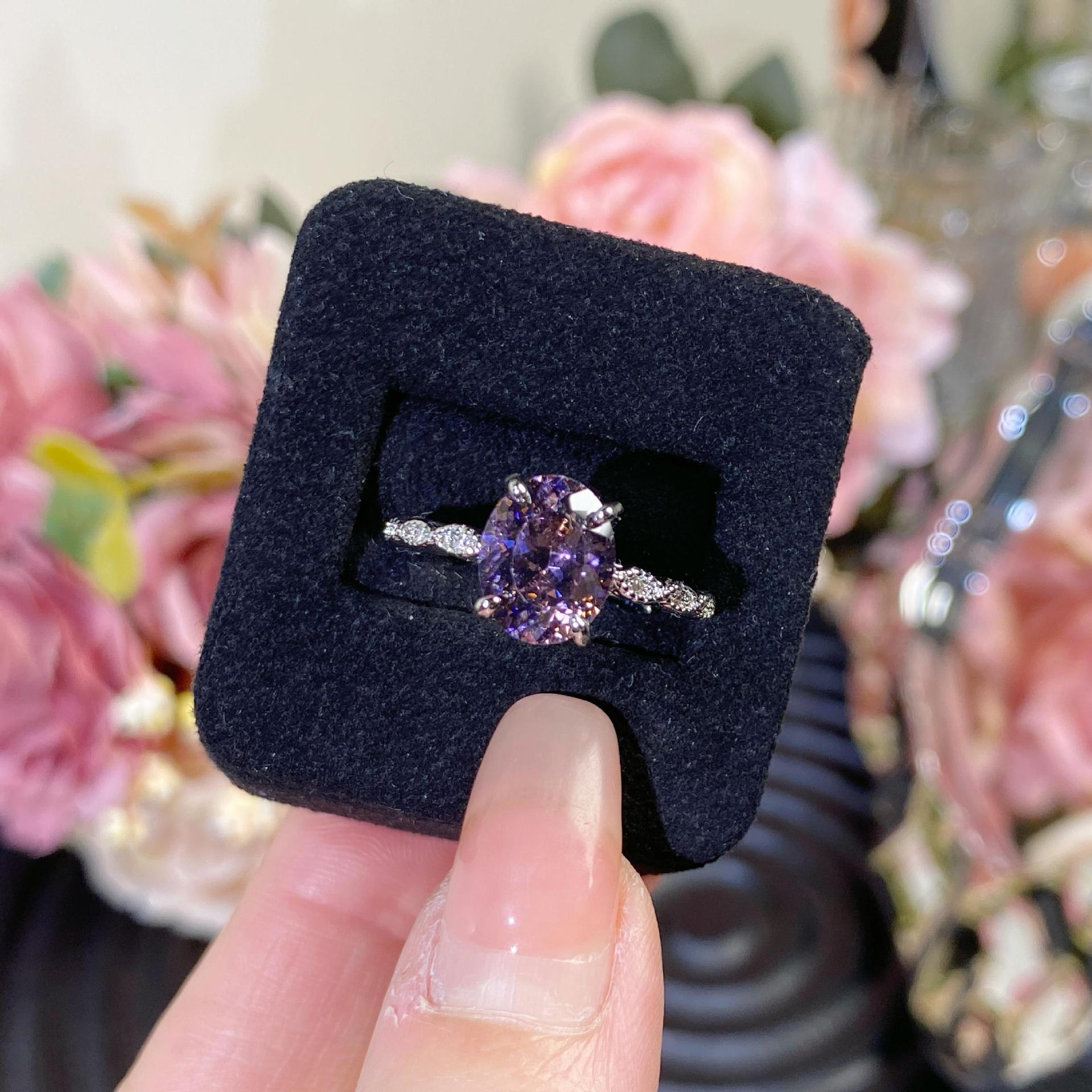 Women's Gemstone Ring With High Carbon Diamond Luxury Design_voghion.com