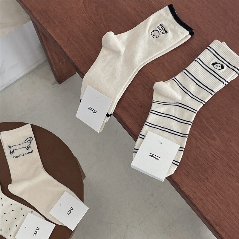 IOULOR South Korea Dongdaemun pile socks autumn Japanese casual socks women's preppy style mid-calf socks ins fashion socks