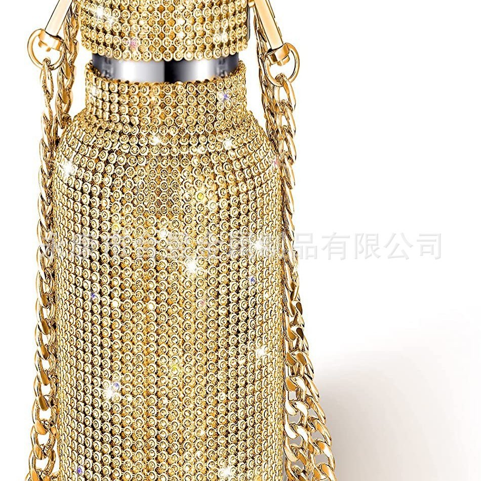 Taza de vacío incrustada en diamantes celebridad de Internet Taza de agua incrustada en diamantes TikTok tendencia creativa transfronteriza taza de agua portátil taza de vacío de diamantes de imitación