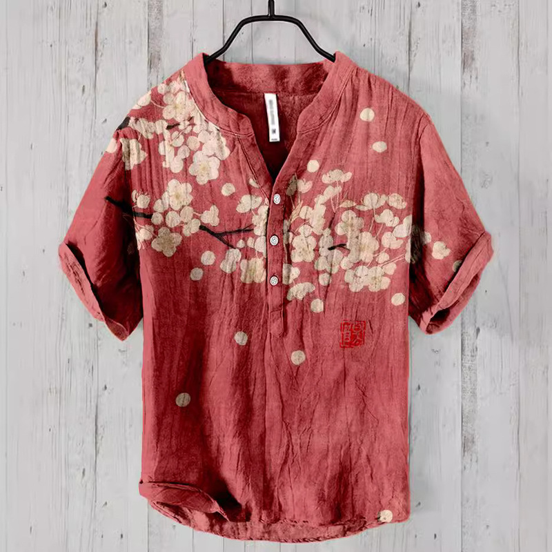 2025 Cross-Border Trade Bamboo Linen 3D Digital Print Casual Fashion Short-Sleeve Shirt Manufacturer Hot-Selling Button-Up Top 2025 Cross-Border Trade Bamboo Linen 3D Digital Print Casual Fashion Short-Sleeve Shirt Manufacturer Hot-Selling Button-Up Top