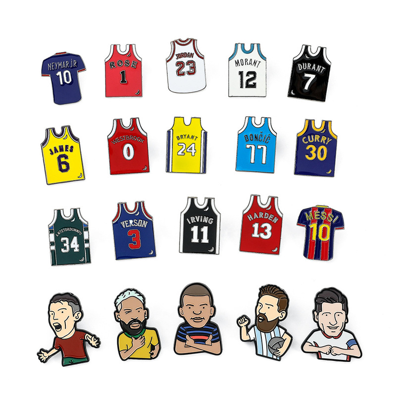 Cross-border Hot Sale Football Star Metal Badge World Cup Manchester United Series Brooch Brooch Cartoon Star Clothes