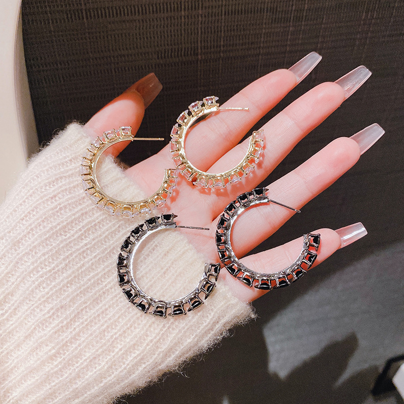 small design capacious earrings with zircon drop-shaped