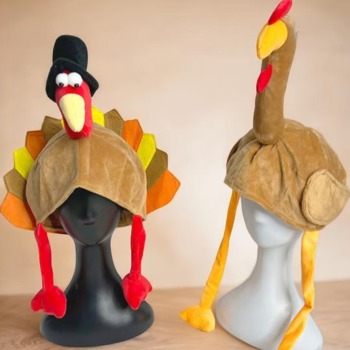 Cross-Border Hot-Selling European and American Carnival Turkey Hat Thanksgiving Chicken Leg Hat Adult Cartoon Creative Funny Hat