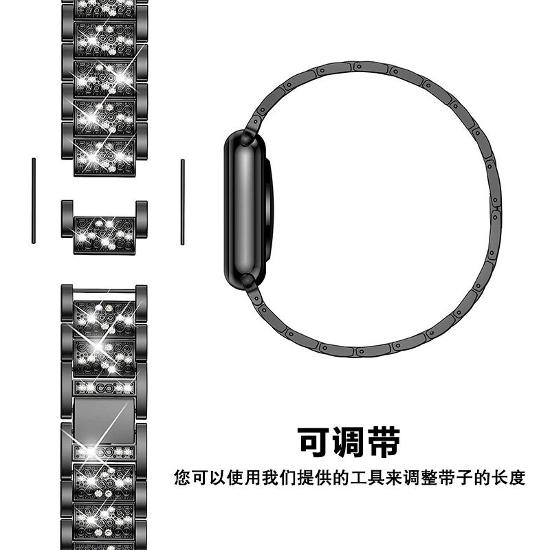 XDfind para Fitbit 14mm 18mm 20mm diamante joyería correa de acero inoxidable