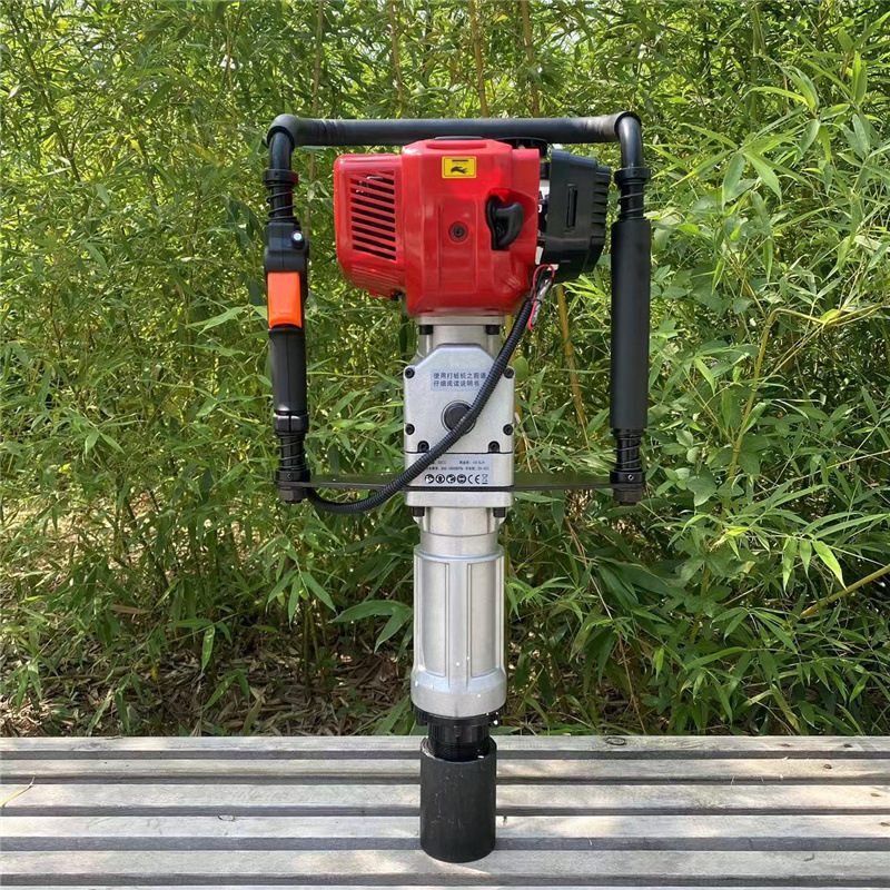 轻便小型手持汽油打桩机防汛抗洪植桩机公路大棚护栏加固栽桩机