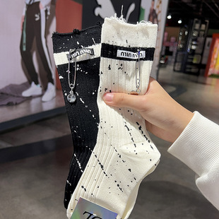 Splash Ink Cloth Standard Pin Dirty Socks European Goods Light Luxury Women's Socks Cotton Socks Jewelry Socks Decorative Socks Autumn and Winter New Arrival