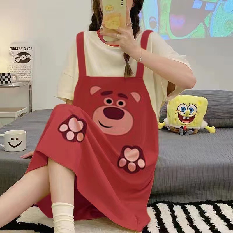 Pijamas de verano de dibujos animados de mujeres estudiantes de mangas cortas ropa de casa lindas pijamas de mujer para el sudeste asiático cross-border