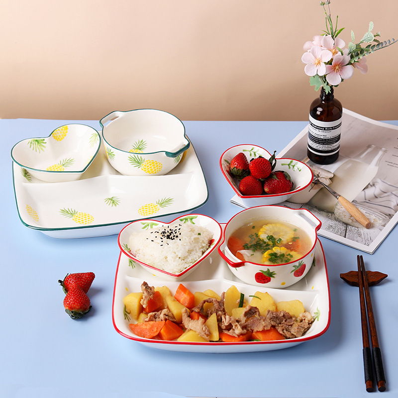 Ceramic Plate Separated Dinner Plate Home Breakfast Plate Children's Dinner Plate Cute Creative Dinner Plate Set Slimming Dinner Plate