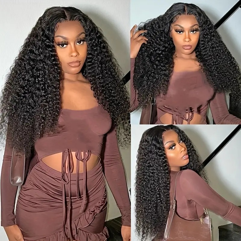 Perruque synthétique lace front bouclée style européen naturel_voghion.com