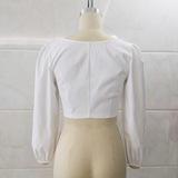 Лонгслив, короткая рубашка, кардиган с молнией, европейский стиль, (Трансграничная торговля), по фигуре, V-образный вырез, рукава фонарики