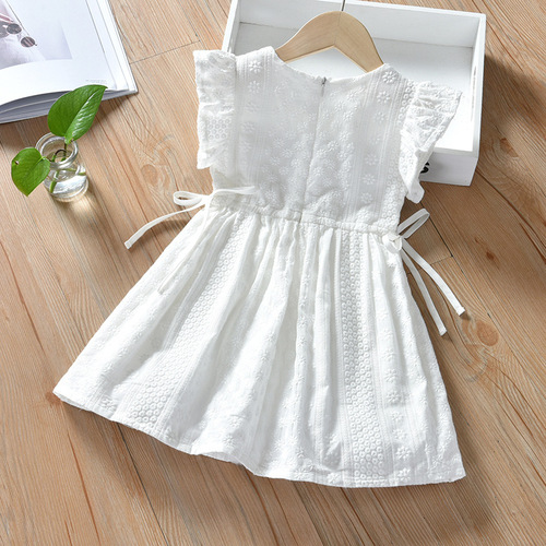 Baby princess skirt fashionable white skirt summer 2024 new children's solid color sleeveless vest skirt girls' dress