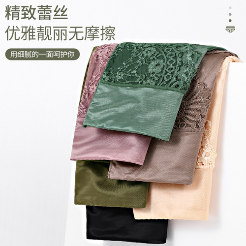New lace palace style underwear for women antibacterial pure cotton crotch sexy mid-high waist large size breathable women's briefs