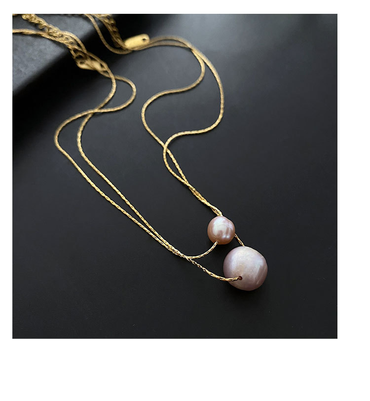Elegant Geometric Titanium Steel Inlay Pearls Necklaces