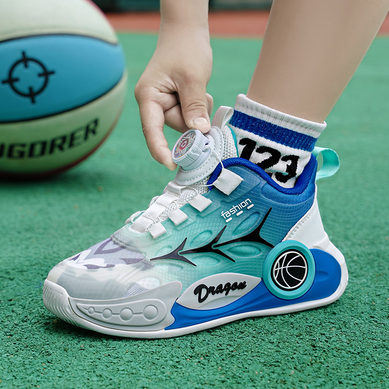 Dziecięce letnie buty do koszykówki dla średnich i dużych chłopców, modne buty zapinane na guziki, siatkowe, oddychające, sportowe buty dla dzieci_voghion.com