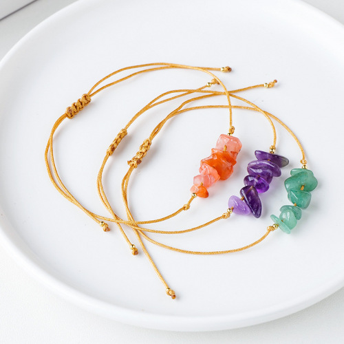 European and American popular irregular gravel raw stone hand-woven bracelet bohemian style tiger eye amethyst beach bracelet