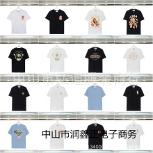 跨境批发卡萨布兰卡2024春夏新款 CASA 数码印花宽松纯棉短袖T恤