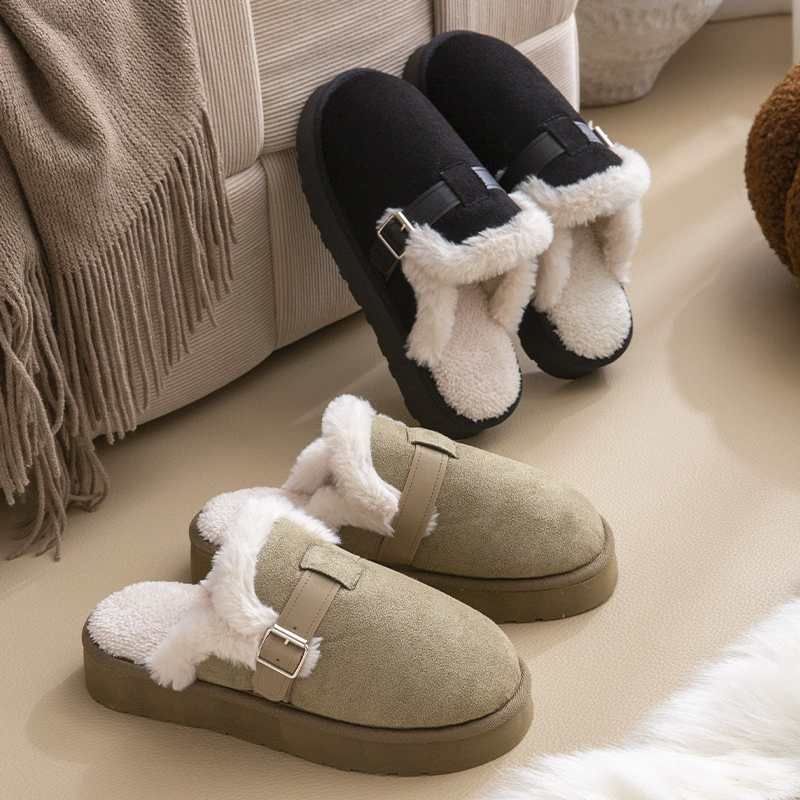 Волосы с толстым дном тапочки женские зимние 2024 новые бархатные утолщенные и теплые дома внутренние нескользящие туфли