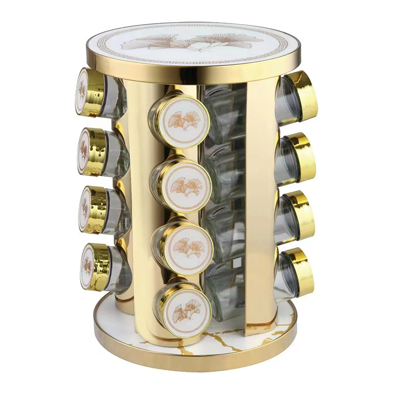 Nueva cocina giratoria condimento botella rack multi-funcional estante de la especia porosa de acero inoxidable de almacenamiento de cocina rack al por mayor