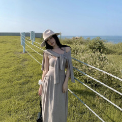 套装女装韩系温柔风长袖开衫小外套秋装U领吊带连衣裙大摆长裙子