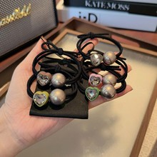 闪钻爱心发圈 轻奢高级感双股女生扎丸子头绳马尾辫珍珠发绳皮筋