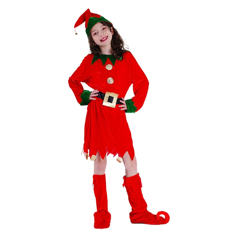 Fiesta disfraz fiesta disfraz Verde Navidad niño niña Rojo Navidad vestido mascarada