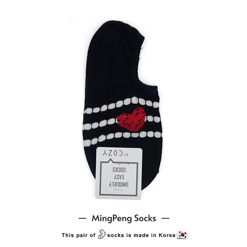 0Korean socks with dots of love and peach heart stripes, women’s sweet casual cotton boat socks, spring new cross-border products