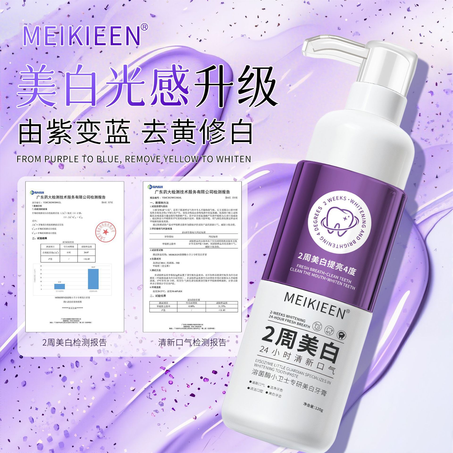 MEIKIEEN lisozima pequeño guardián especializado en pasta de dientes blanqueadora, limpieza de amarillo, eliminación de manchas, dientes blanqueadores brillante y frescos fabricantes