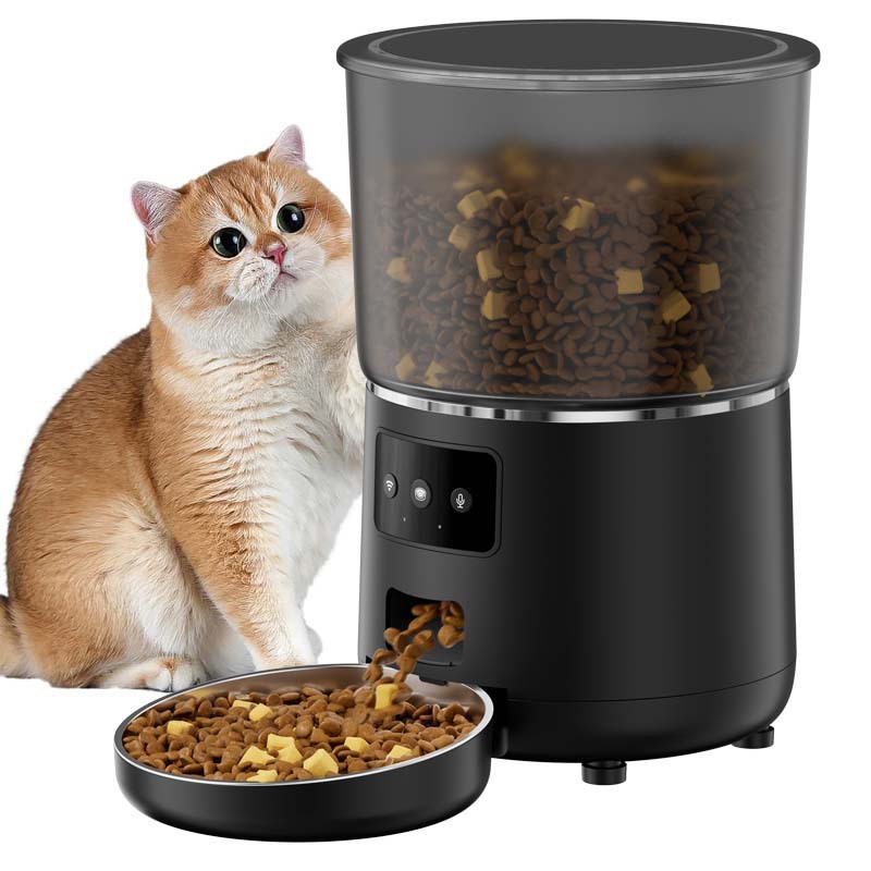 Alimentador inteligente para mascotas WIFI, fuente de alimentación dual, negativa a cortar alimentos, tazón para gatos de gran capacidad 4L, tazón para mascotas de acero inoxidable para el hogar