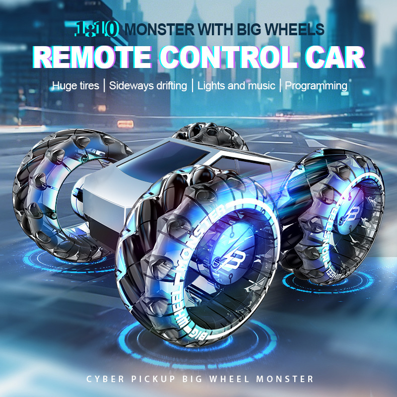 Cross-Border Tesla Silver Off-Road Vehicle Remote Control Lateral Driving Large Wheel Toy Car with Light and Music